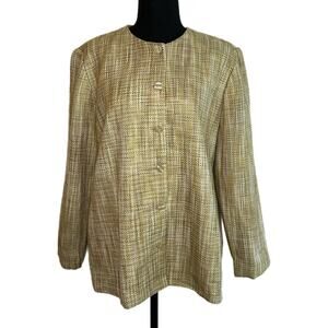 Alfred Dunner Women’s Brown and Tan Woven Jacket, Size 14, Pre-owned